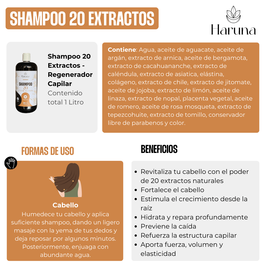 Shampoo 20 Extractos | Regeneración Capilar