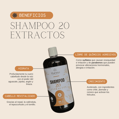 Shampoo 20 Extractos | Regeneración Capilar