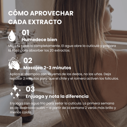 Shampoo 20 Extractos | Detiene la Caída y Activa el Crecimiento