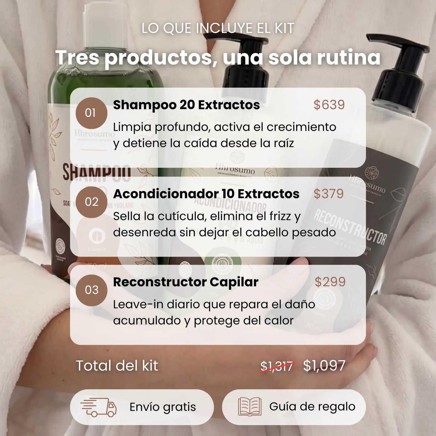 Kit de Cuidado Capilar | Detiene la caída, elimina el frizz y repara el daño